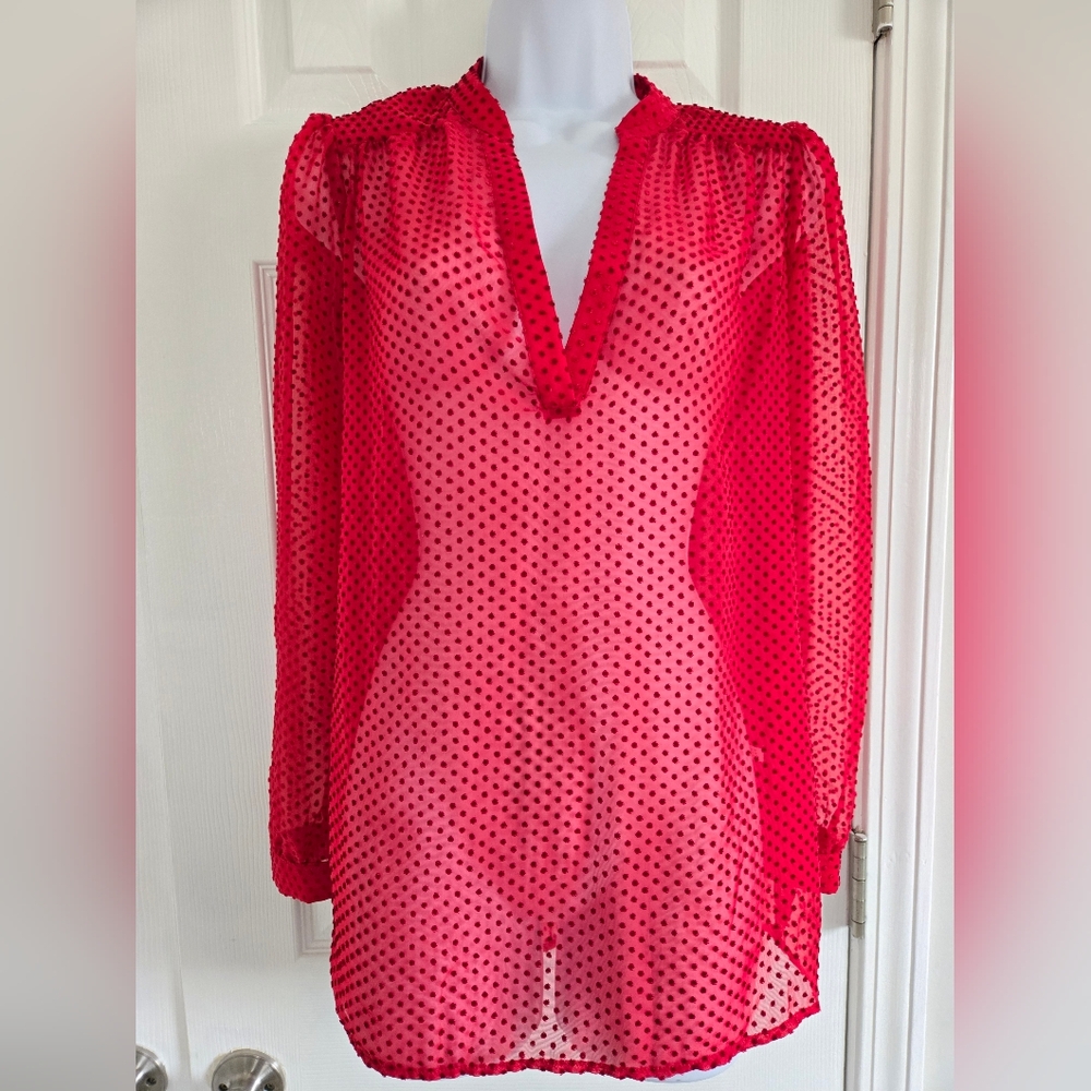 RUBY RIBBON | Red Velvet Dot Shirt, Size Small